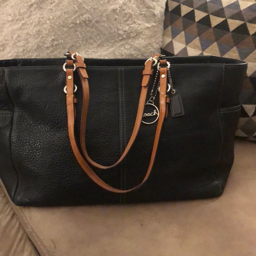 Coach Black Pebbled Leather Tote - Diaper bag
